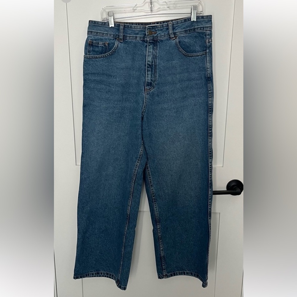 Sezane Size 10 / 42 High Waist Blue Jeans Wide Leg Denim S23 PAN050B